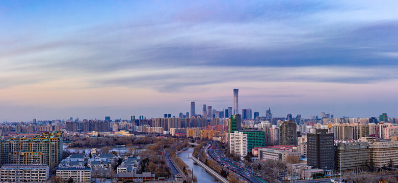 北京东二环眺望国贸CBD中央商务区风光
