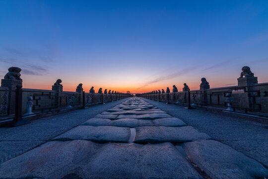 夕阳下的北京卢沟桥遗址
