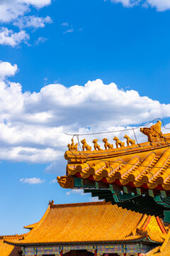 北京故宫屋脊神兽与琉璃瓦