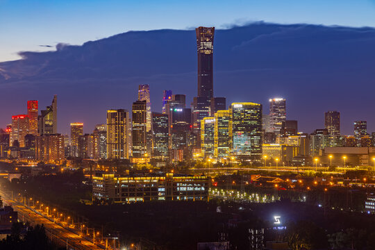 北京国贸CBD中央商务区夜景风光