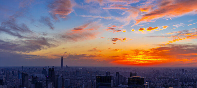 天津城市夕阳风光