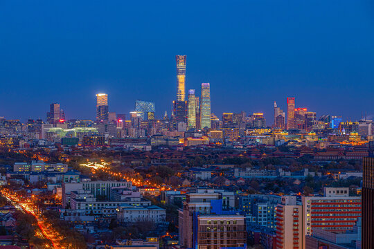 北京国贸CBD中央商务区夜景风光