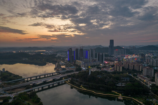 航拍增城区夜景