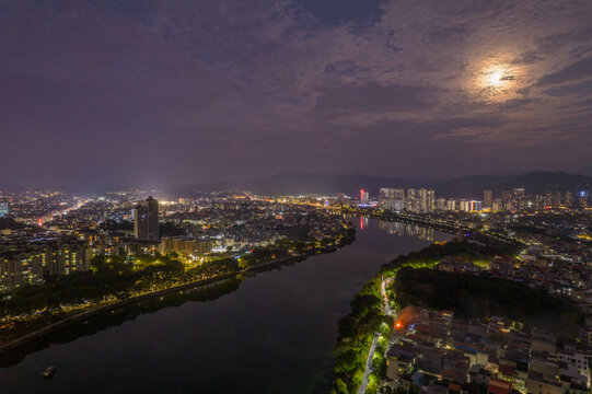 航拍增城区夜景