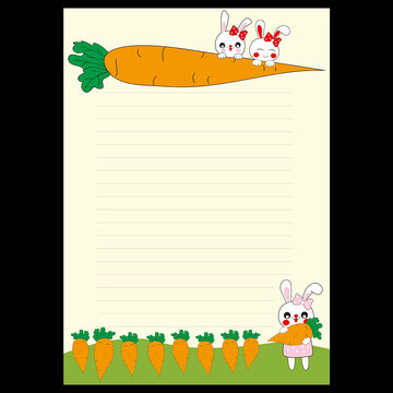 胡萝卜和小兔子信纸设计