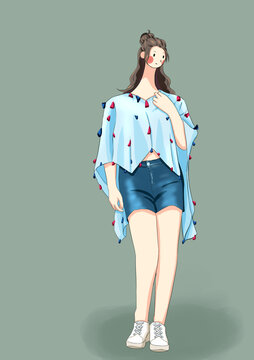 手繪插畫女孩