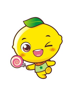 卡通可愛(ài)小檸檬拿棒棒糖