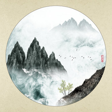 中式水墨山水裝飾畫