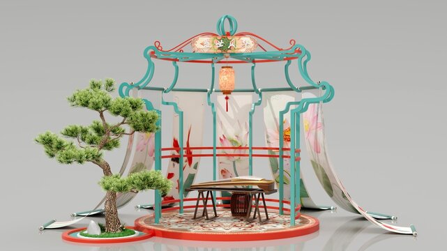 新年新春唐風(fēng)裝飾亭美陳