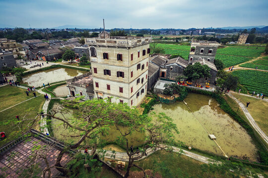 广东江门开平碉楼特色景观