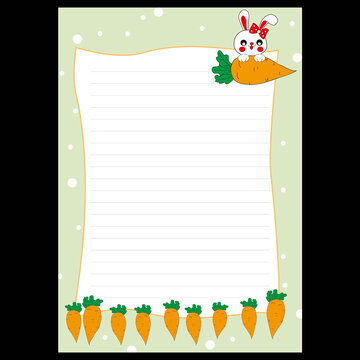 卡通兔子萝卜信纸背景
