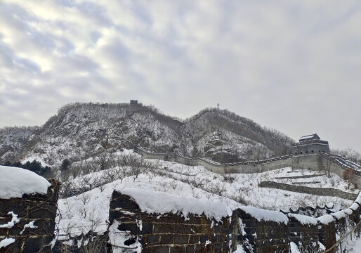 虎山长城的冬雪