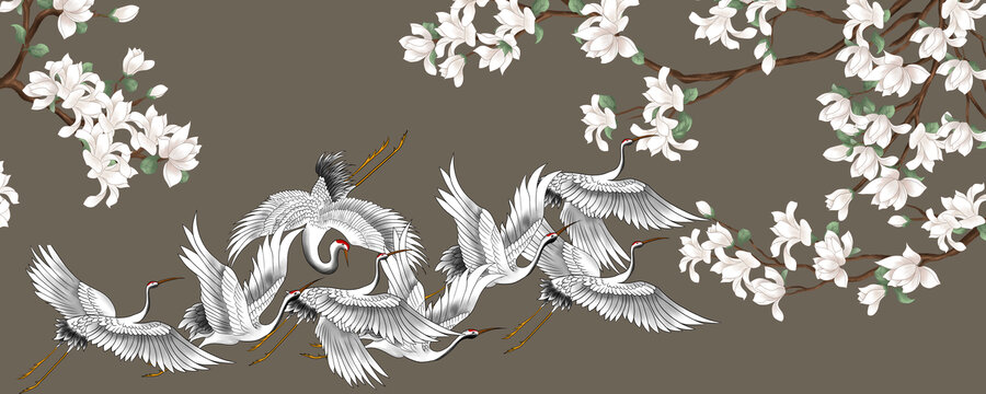 古典花鳥背景