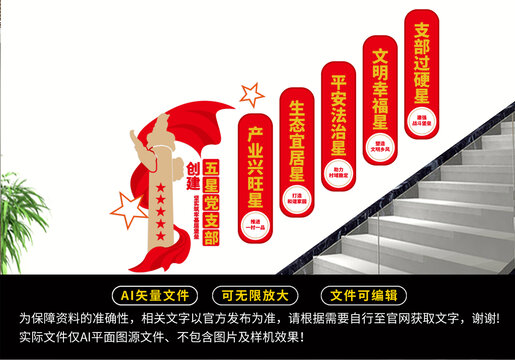 创建五星党支部楼梯文化墙