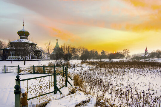 夕阳雪景