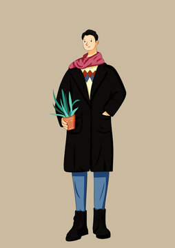 手繪插畫男生