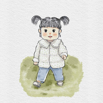 羊角辮兒可愛小女孩兒