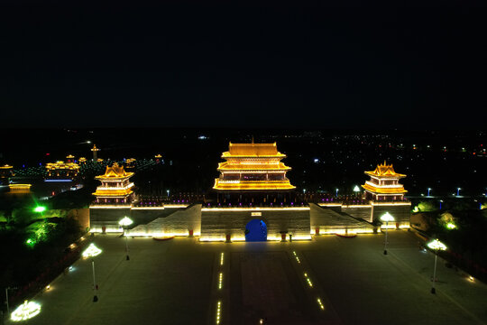 宁夏盐池长城关花马池城墙夜景