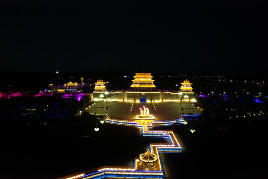 宁夏盐池长城关花马池城墙夜景