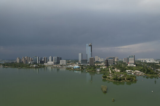 宁夏银川阅海商务区城市风光