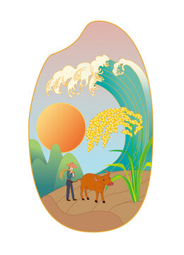 生態(tài)大米插畫(huà)