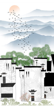 水墨山水水鄉(xiāng)