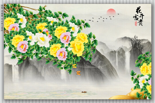 原創(chuàng)花鳥背景墻