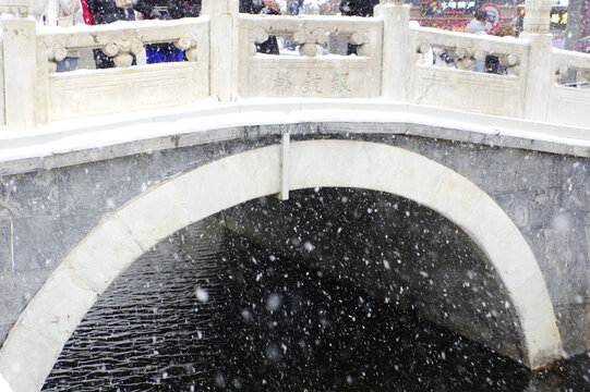 北京后海银锭桥雪景