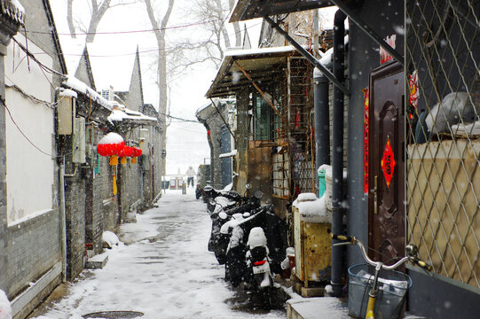 老北京胡同雪景