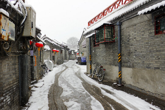 老北京胡同雪景