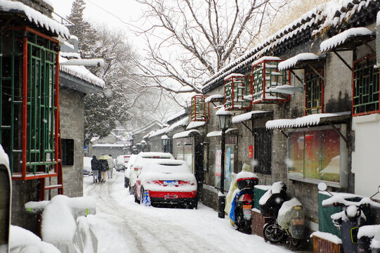 老北京胡同雪景