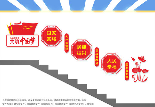 中國夢樓梯文化墻