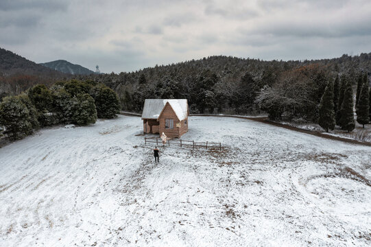 航拍徐州小桂林雪景