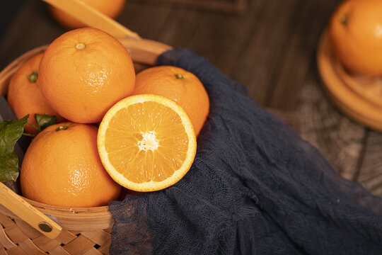 切开的橙子特写素材