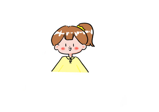 黃衣女孩馬尾辮可愛手繪扁平