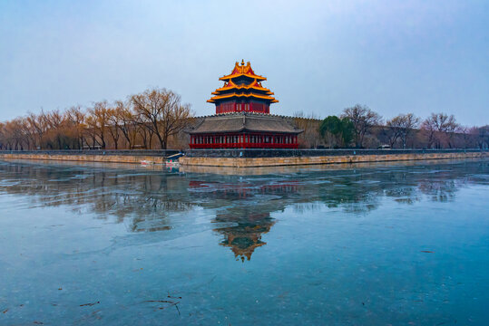 北京故宫博物院角楼护城河