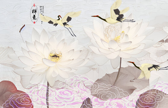 荷花背景墻