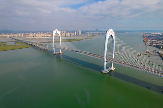 水东湾大桥高空侧面航拍