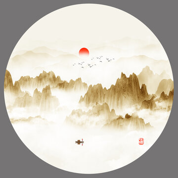 金色水墨畫