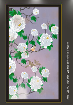 牡丹花壁畫