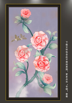 山茶花插畫