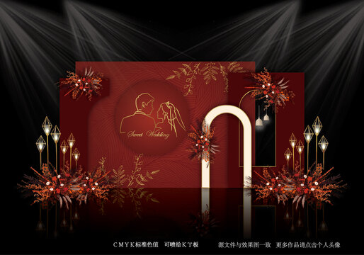 紅色簡約婚禮效果圖