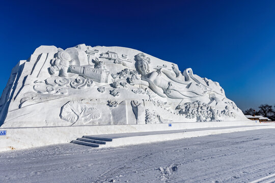 中国长春净月潭冬季雪雕景观