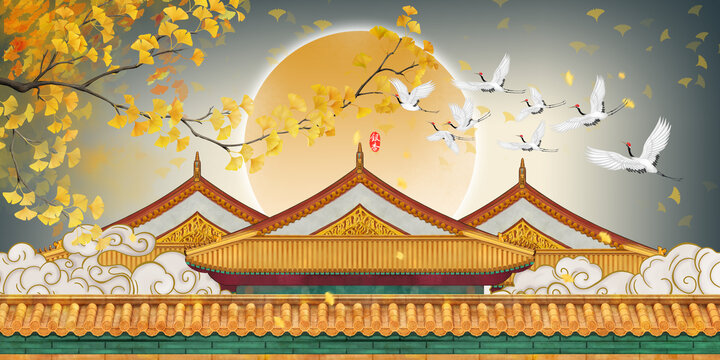 故宮銀杏插畫