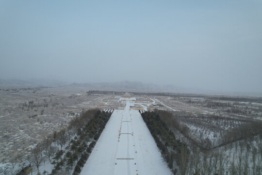 宁夏银川西夏王陵雪后风光