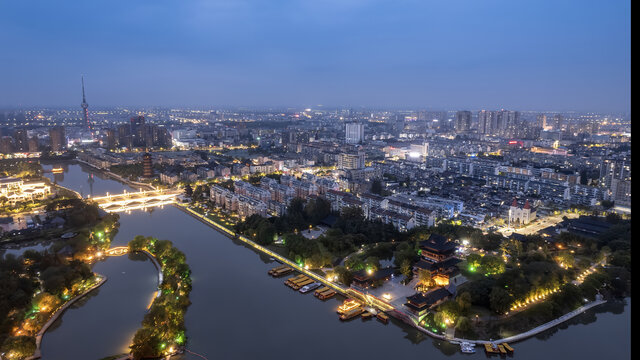 航拍泰州城市古建筑旅游景点