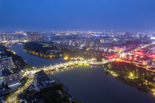 航拍泰州城市夜景