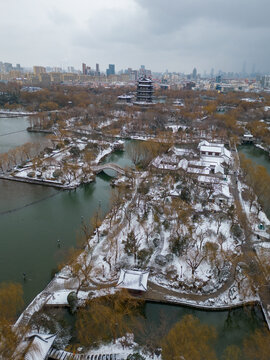 雪后的济南大明湖