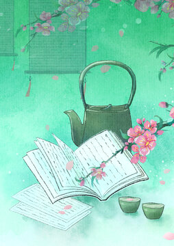國風(fēng)春季桃花意境圖