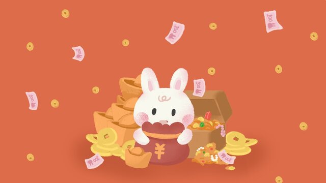 發(fā)財兔兔年愿望節(jié)日橫板兔子
